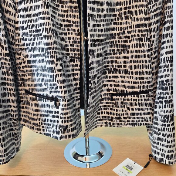 NWT -- Calvin Klein Women’s Plus 18W Black & White Printed Open Front Blazer - Picture 2 of 13
